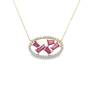 Diamond and Ruby Yellow Gold Pendant
